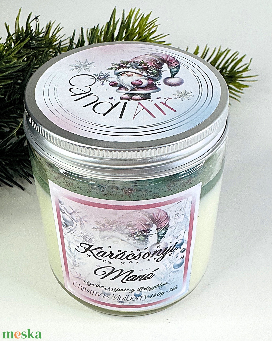 CandlAir Karácsonyi Manó üvegtégelyes szójaviasz illatgyertya - otthon & életmód - gyertya, illat, aroma - gyertya - Meska.hu