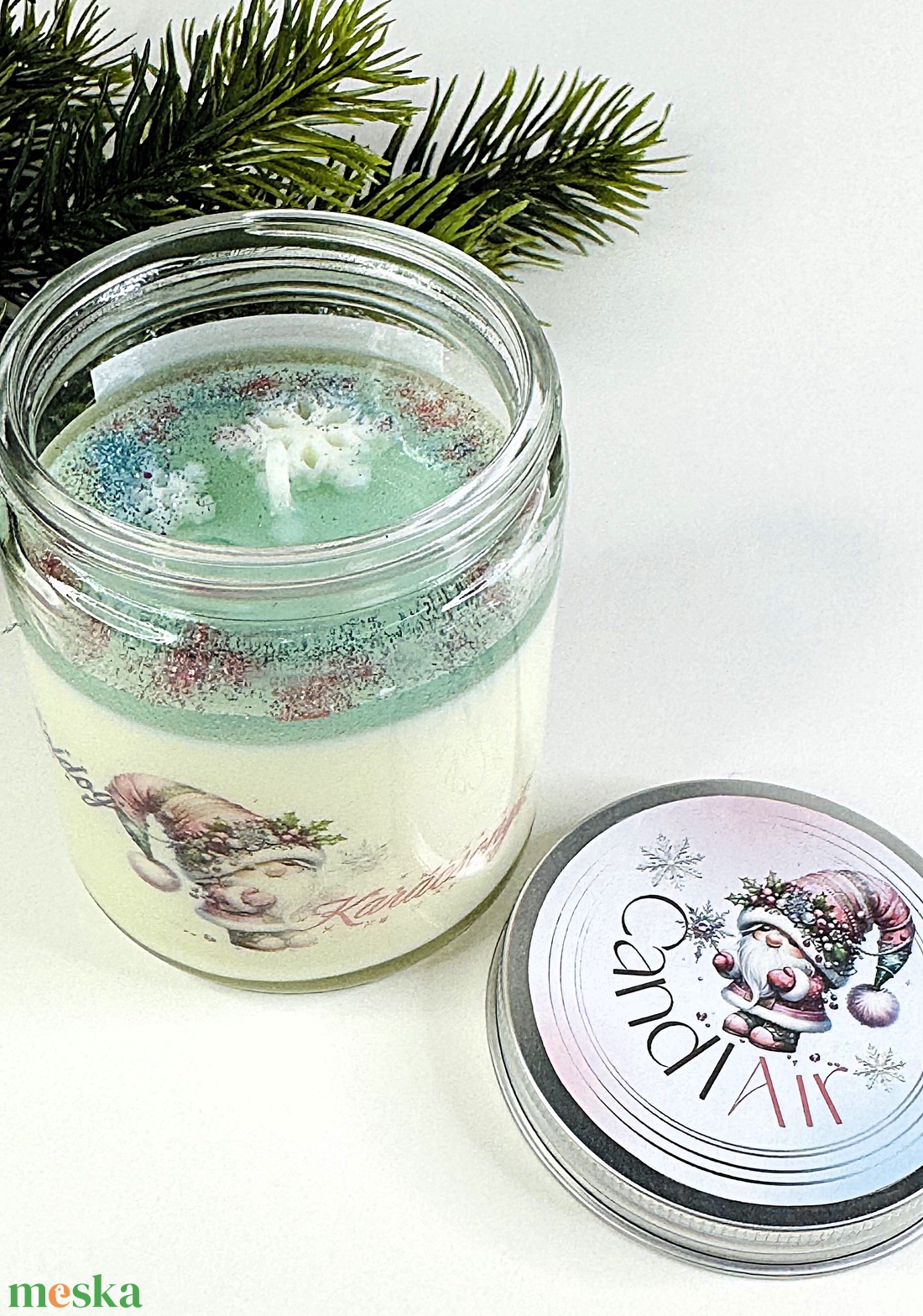 CandlAir Karácsonyi Manó üvegtégelyes szójaviasz illatgyertya - otthon & életmód - gyertya, illat, aroma - gyertya - Meska.hu