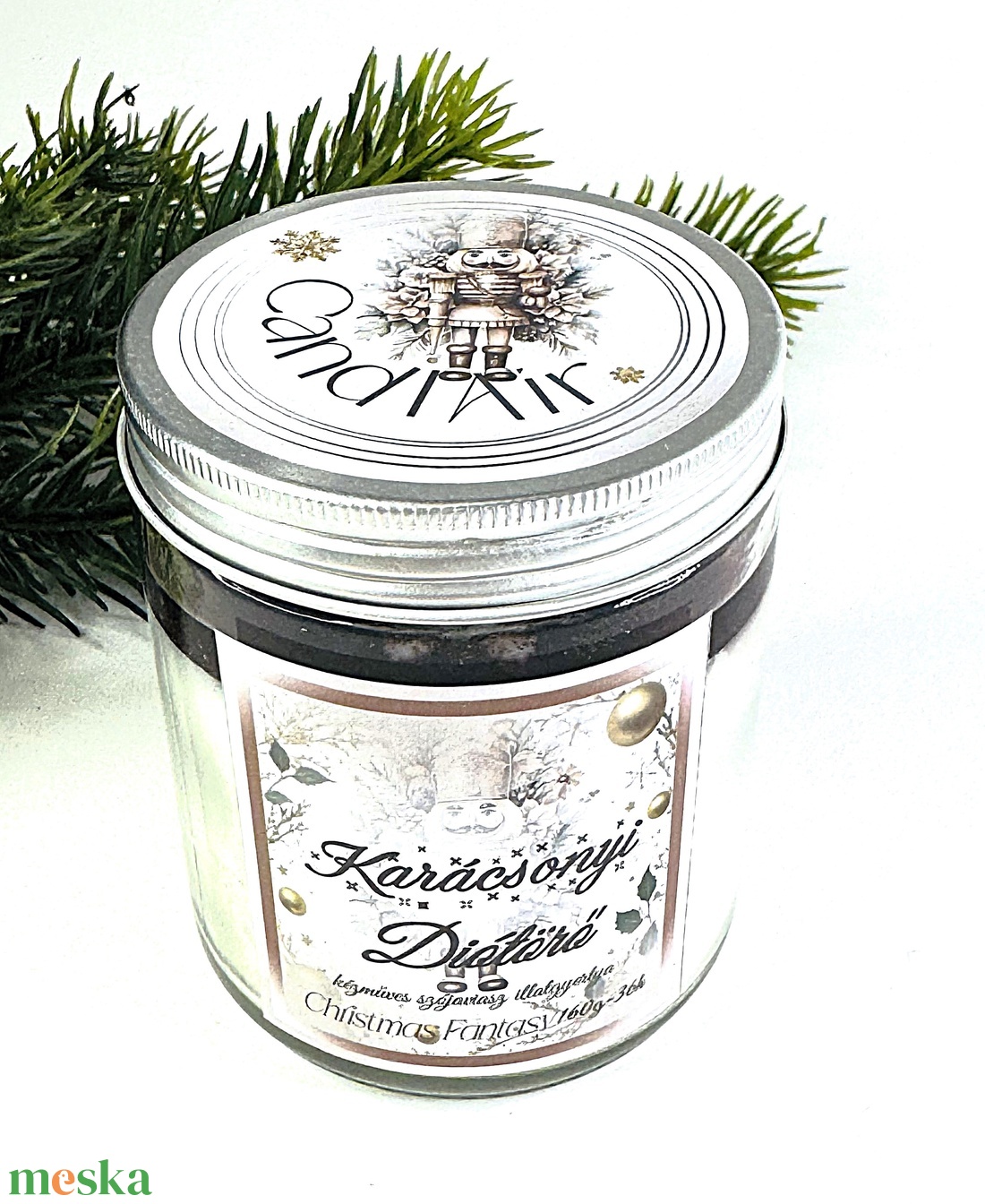 CandlAir Karácsonyi Diótörő üvegtégelyes szójaviasz illatgyertya - otthon & életmód - gyertya, illat, aroma - gyertya - Meska.hu