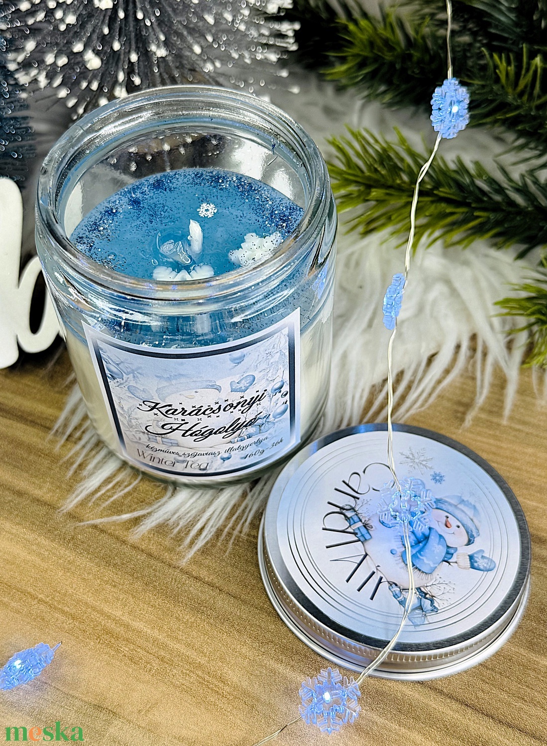 CandlAir Karácsonyi Hógolyó üvegtégelyes szójaviasz illatgyertya - otthon & életmód - gyertya, illat, aroma - gyertya - Meska.hu