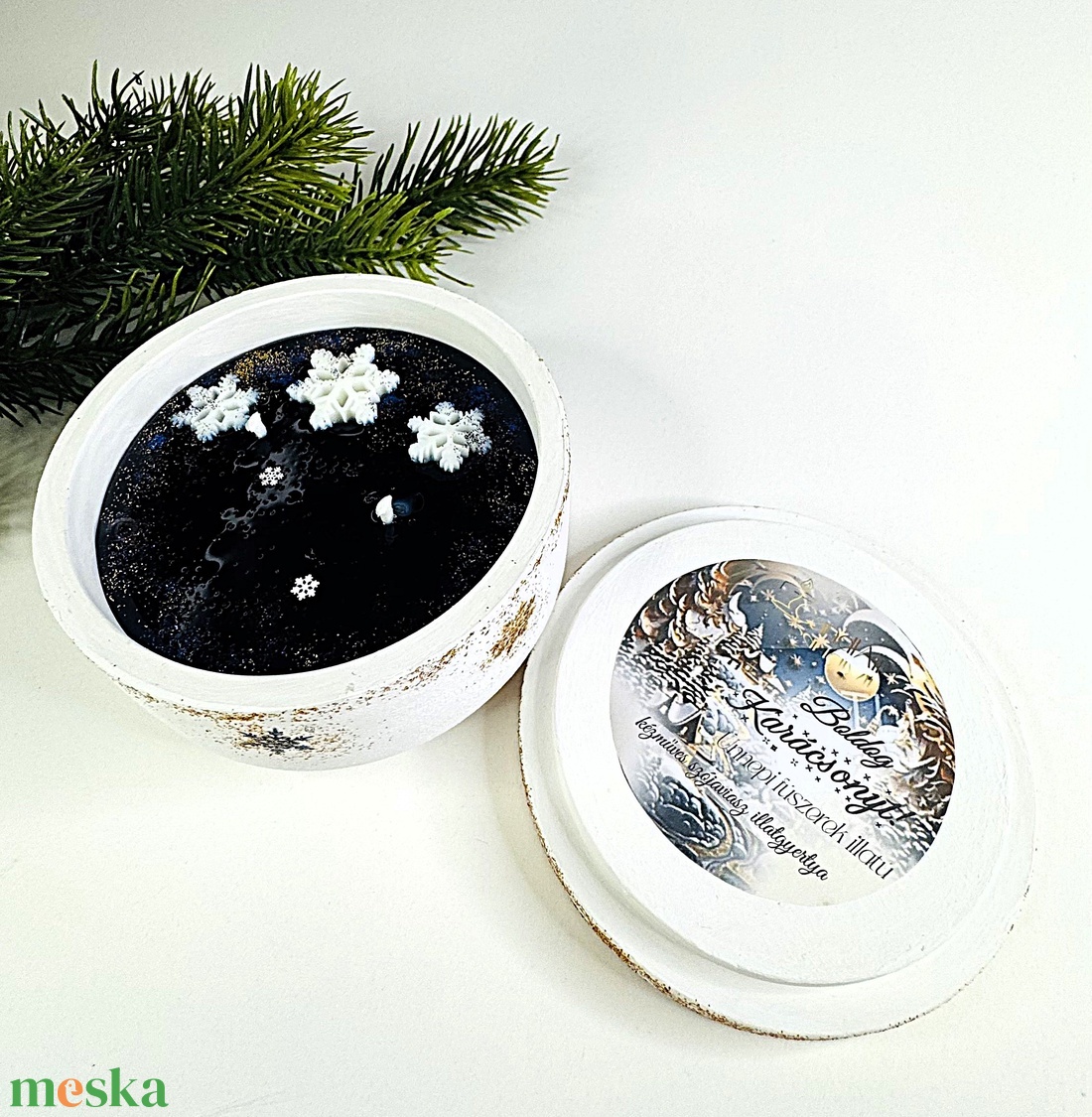 CandlAir Arany Karácsony szójaviasz illatgyertya kerámiatégelyben - otthon & életmód - gyertya, illat, aroma - gyertya - Meska.hu