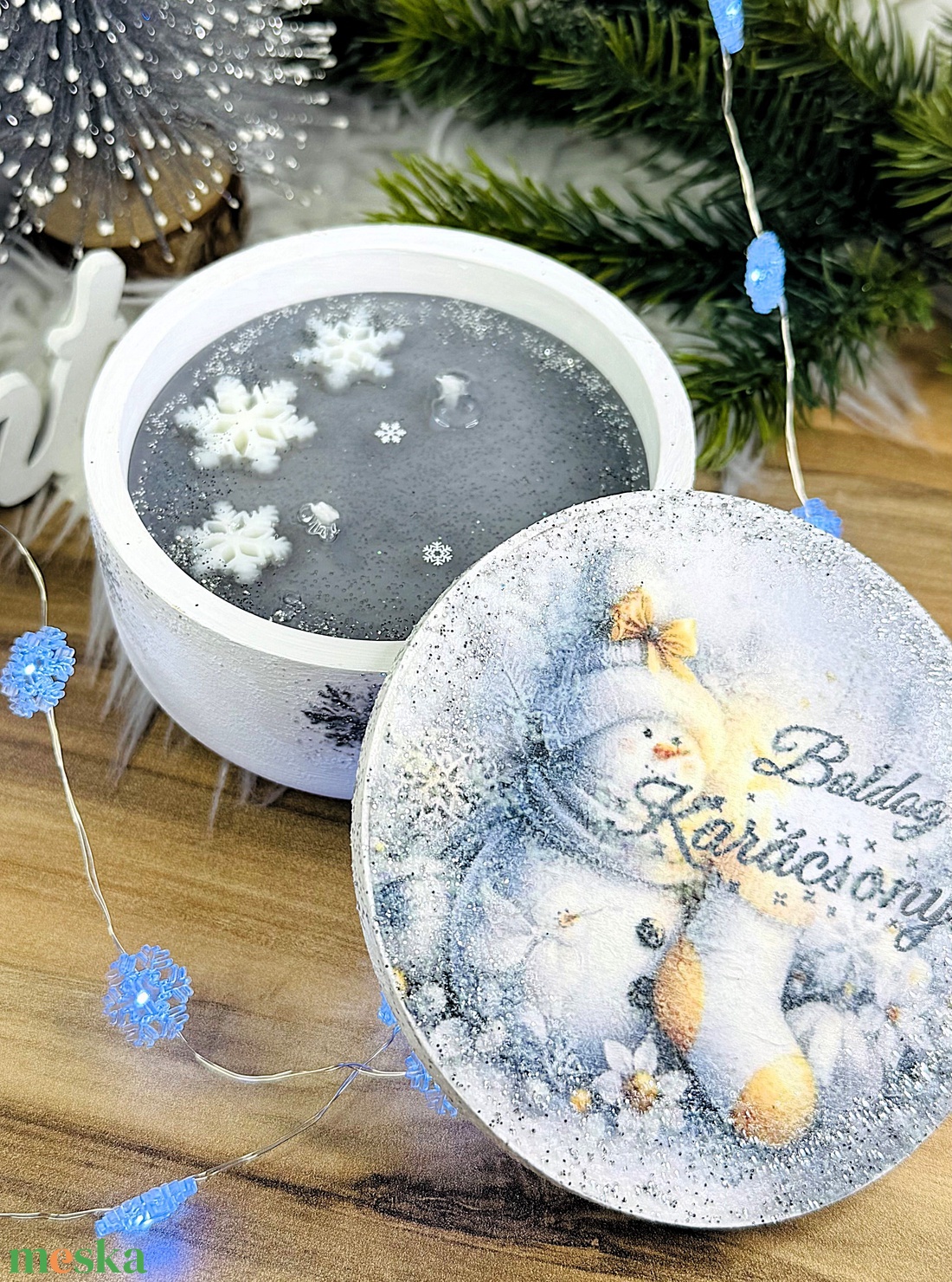 CandlAir Ezüst Karácsony szójaviasz illatgyertya kerámiatégelyben - otthon & életmód - gyertya, illat, aroma - gyertya - Meska.hu