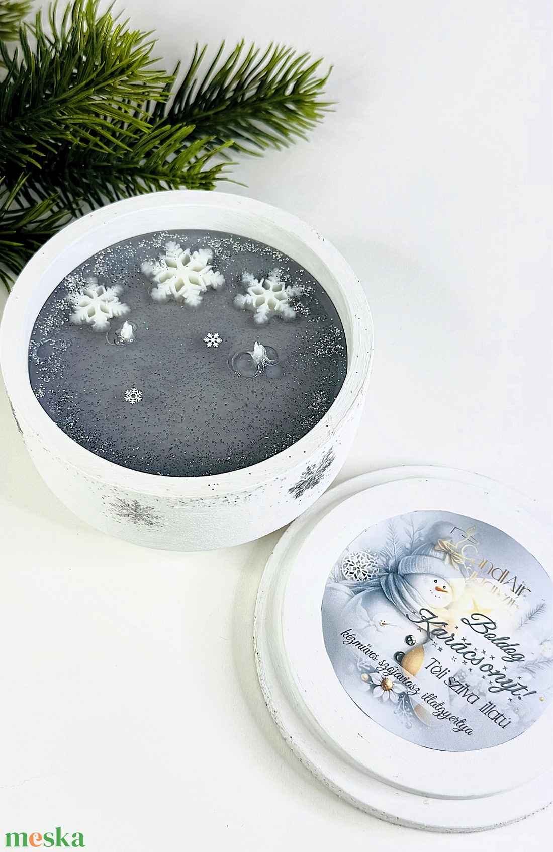 CandlAir Ezüst Karácsony szójaviasz illatgyertya kerámiatégelyben - otthon & életmód - gyertya, illat, aroma - gyertya - Meska.hu