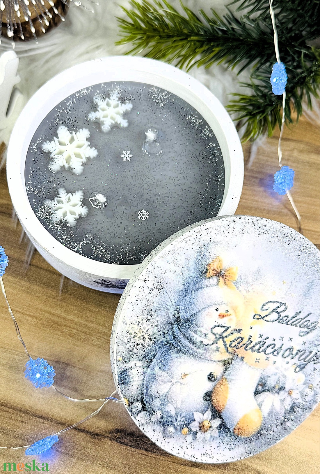 CandlAir Ezüst Karácsony szójaviasz illatgyertya kerámiatégelyben - otthon & életmód - gyertya, illat, aroma - gyertya - Meska.hu