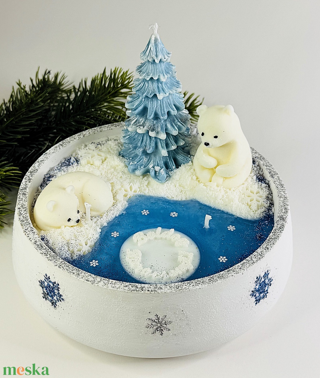 CandlAir Havas Karácsony szójaviasz illatgyertya kerámiatálban - otthon & életmód - gyertya, illat, aroma - gyertya - Meska.hu