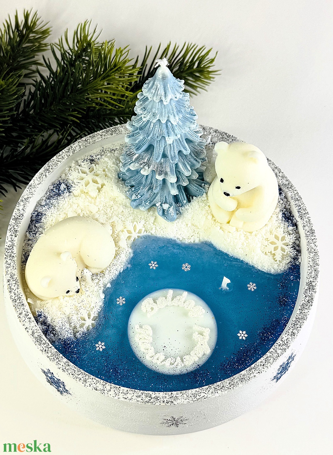 CandlAir Havas Karácsony szójaviasz illatgyertya kerámiatálban - otthon & életmód - gyertya, illat, aroma - gyertya - Meska.hu