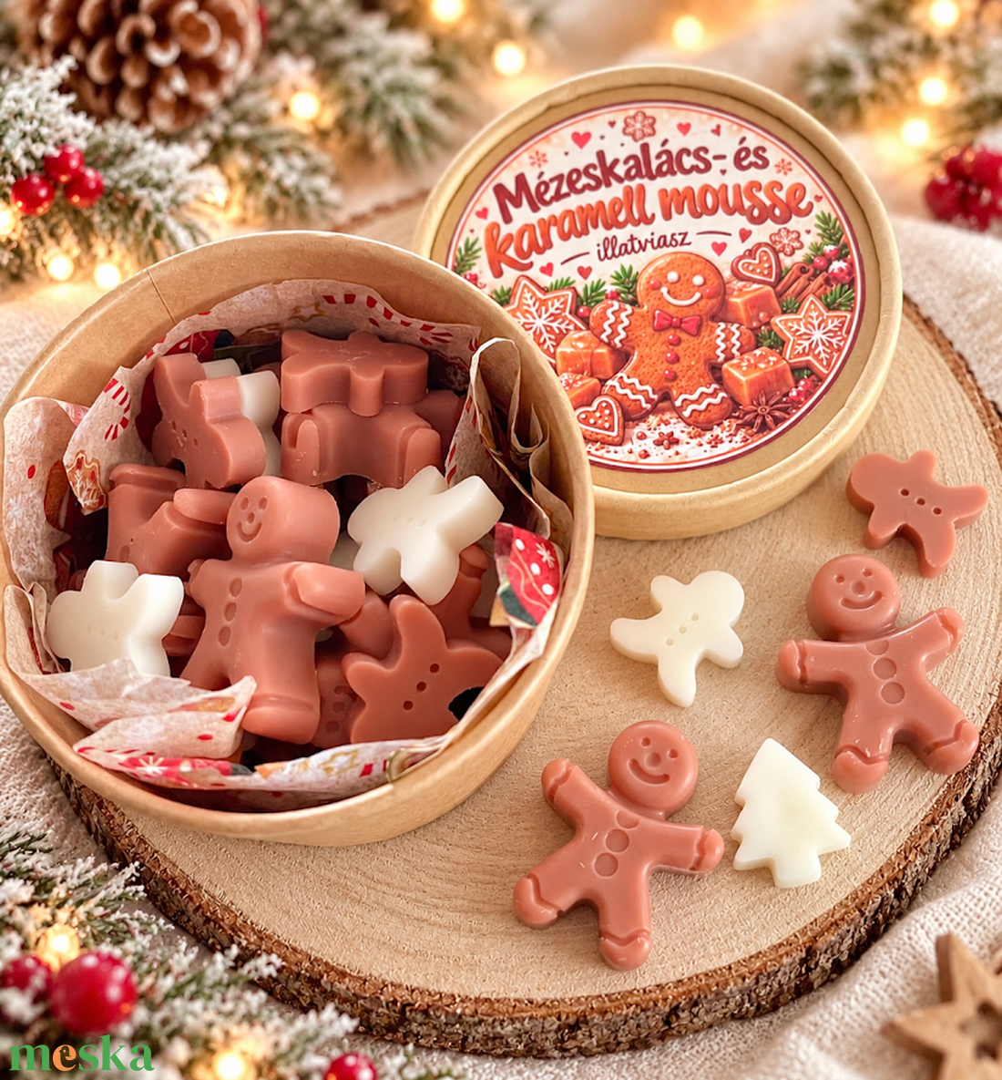 Mézeskalács- és karamell mousse illatviasz - karácsony - karácsonyi lakásdekoráció - karácsonyi illatgyertya, mécses - Meska.hu