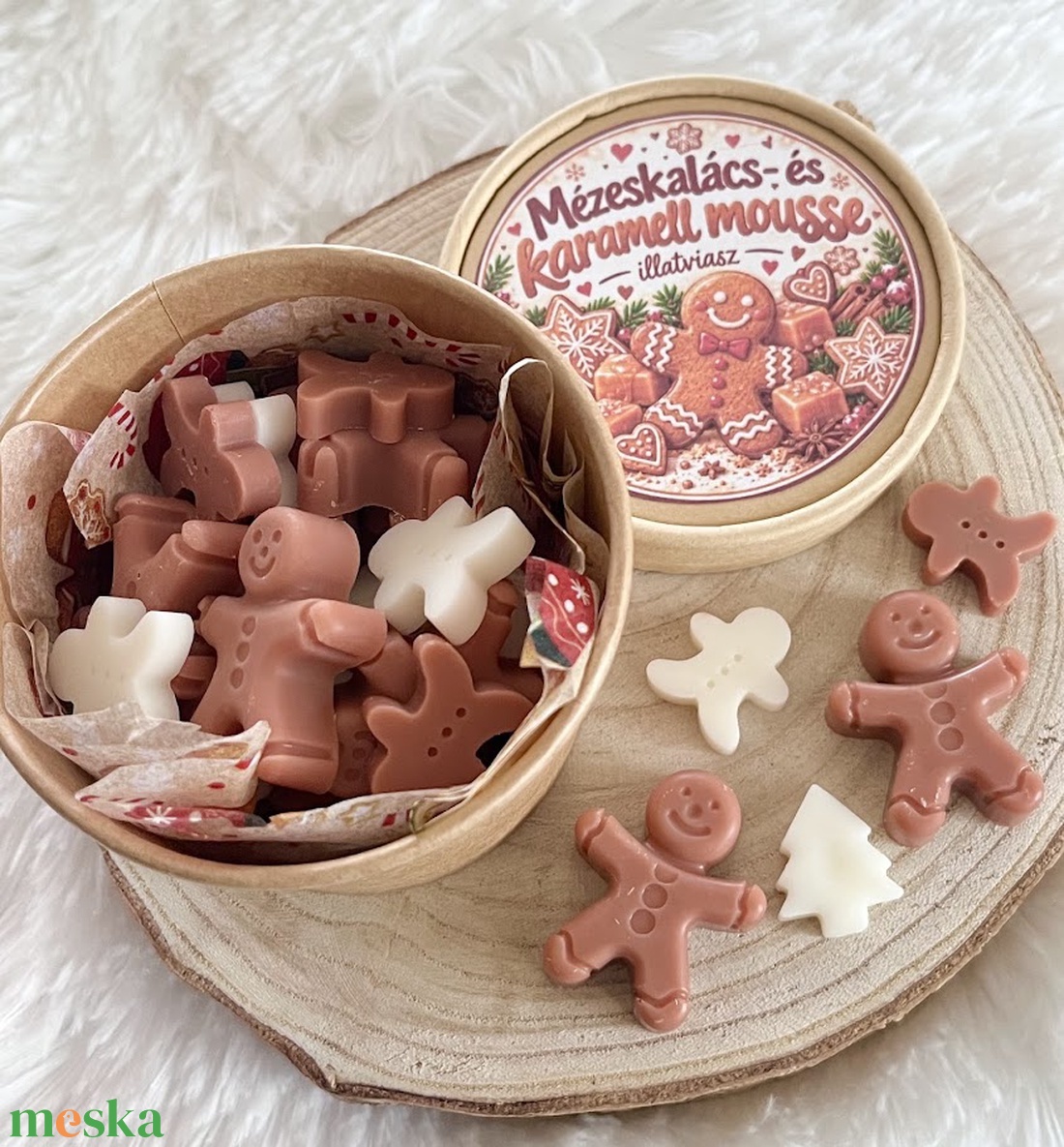 Mézeskalács- és karamell mousse illatviasz - karácsony - karácsonyi lakásdekoráció - karácsonyi illatgyertya, mécses - Meska.hu
