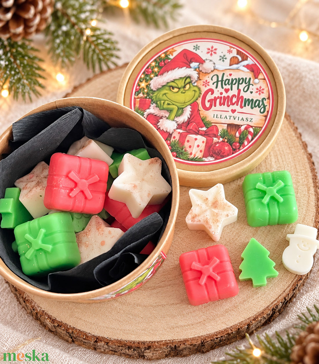 Happy Grinchmas illatviasz - karácsony - karácsonyi lakásdekoráció - karácsonyi illatgyertya, mécses - Meska.hu