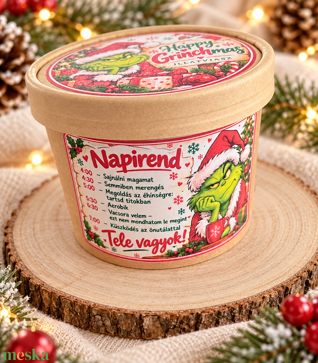 Happy Grinchmas illatviasz - karácsony - karácsonyi lakásdekoráció - karácsonyi illatgyertya, mécses - Meska.hu