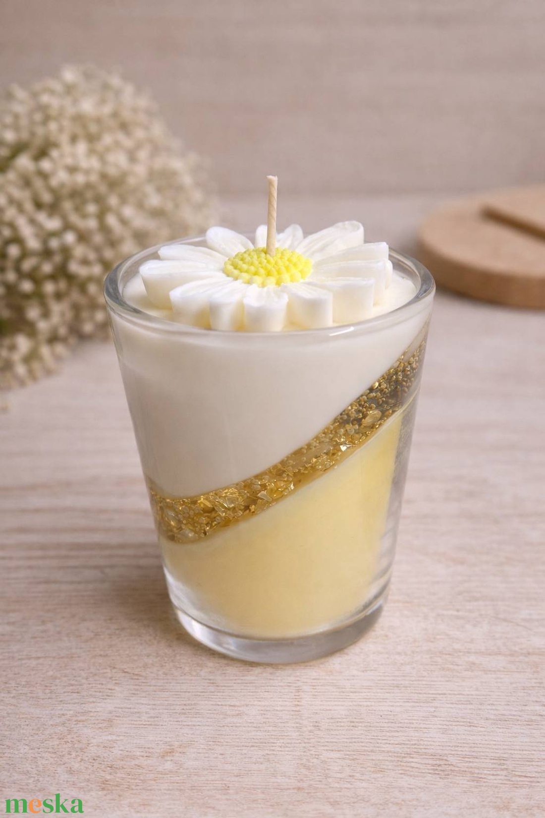 Virágos szójaviasz gyertya zselés betéttel - otthon & életmód - gyertya, illat, aroma - gyertya - Meska.hu