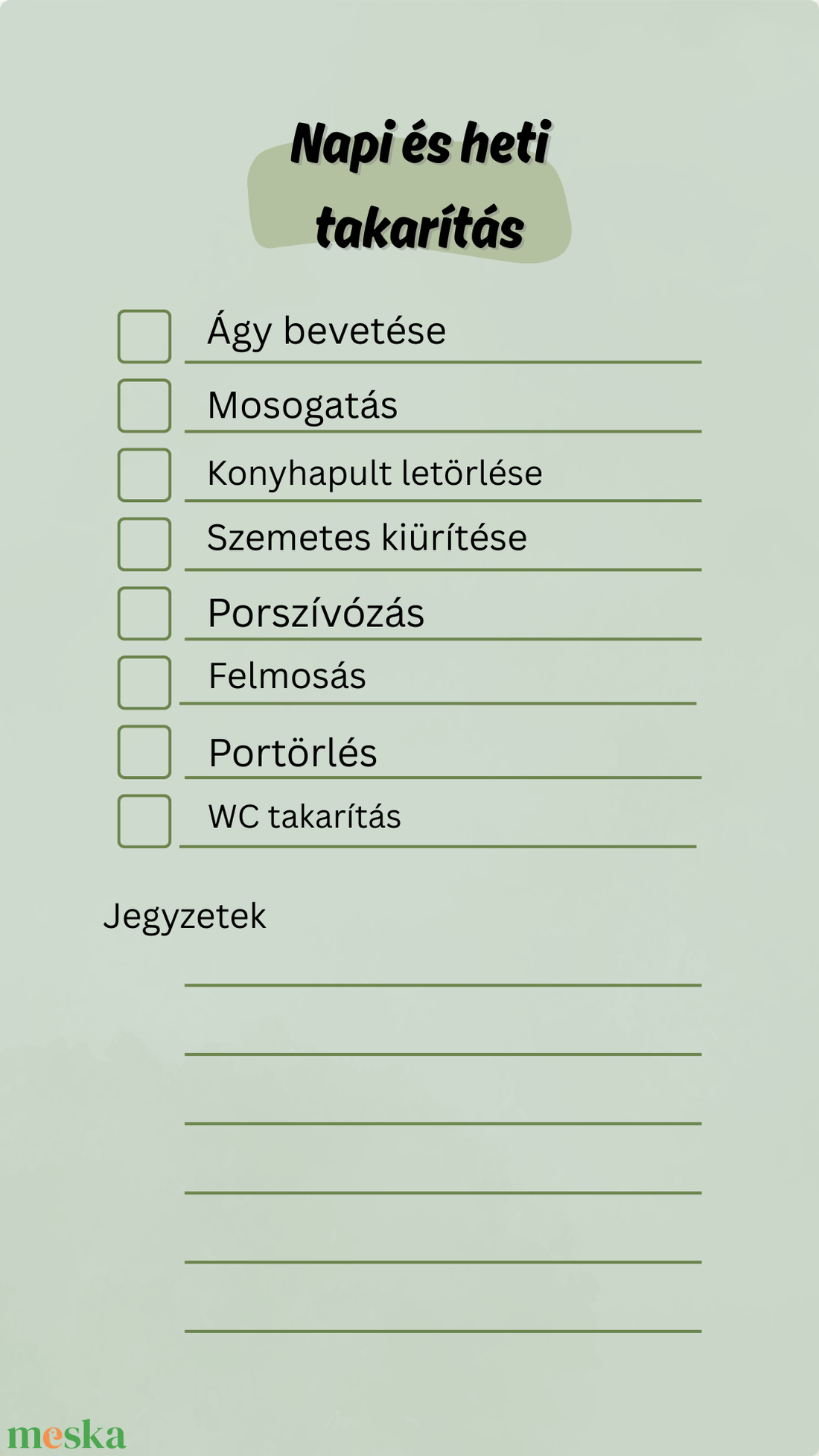 Takarítási lista - szépségápolás - mosás & takarítás - Meska.hu