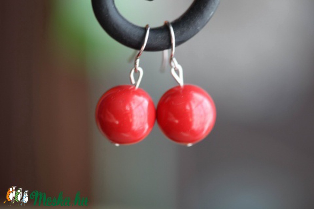 Red Coral Swarovski tekla fülbevaló  -  - Meska.hu