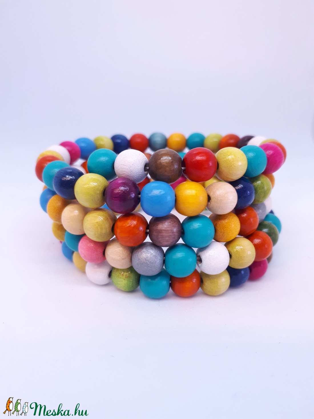 vidám  4 soros fa karkötő - ékszer - karkötő - gyöngyös karkötő - Meska.hu