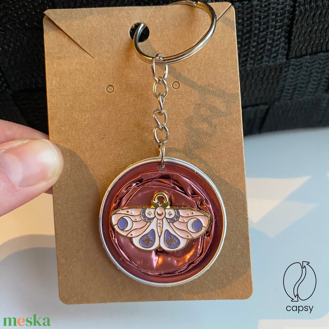 Pillangós kávékapszula kulcstartó - táska & tok - kulcstartó & táskadísz - kulcstartó - Meska.hu