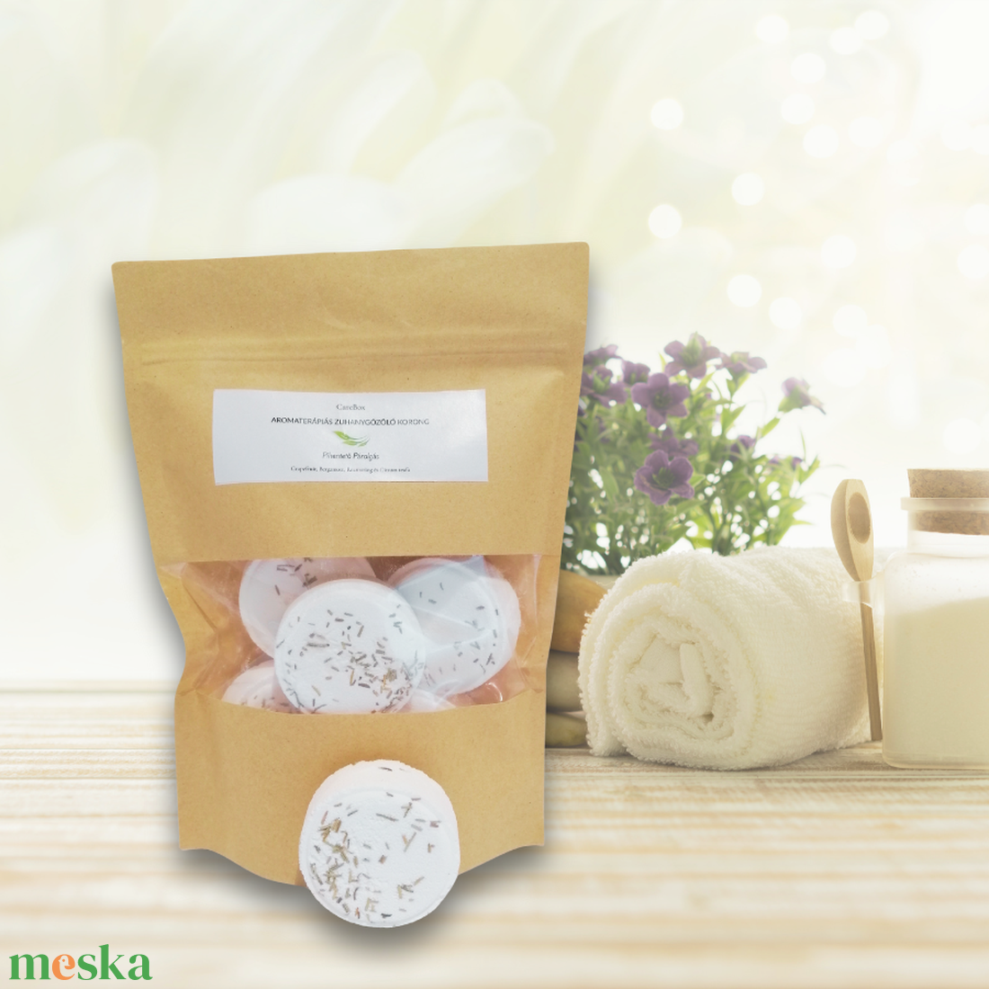 Zuhanygőzölő korong, Pihentető Párolgás  aromaterápiás, illóolaj tartalmú korongok- ajándéknak is tökéletes  - szépségápolás - szappan & fürdés - fürdősó, fürdőgolyó, habfürdő - Meska.hu