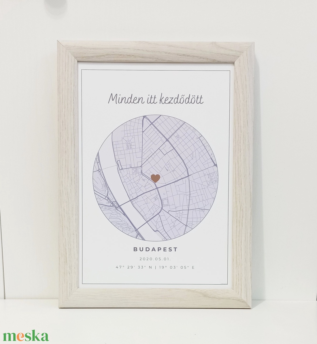 Minden itt kezdődött egyedi térkép választható színben � Ajándék ötlet - Valentin napi ajándék - otthon & életmód - dekoráció - fali és függő dekoráció - térkép - Meska.hu