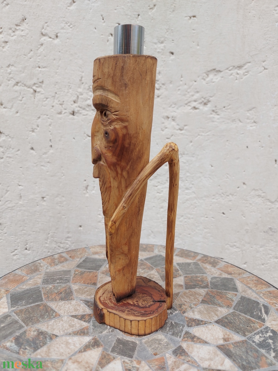 Rusztikus faragott gyertyatartó - otthon & életmód - gyertya, illat, aroma - gyertyatartó - Meska.hu