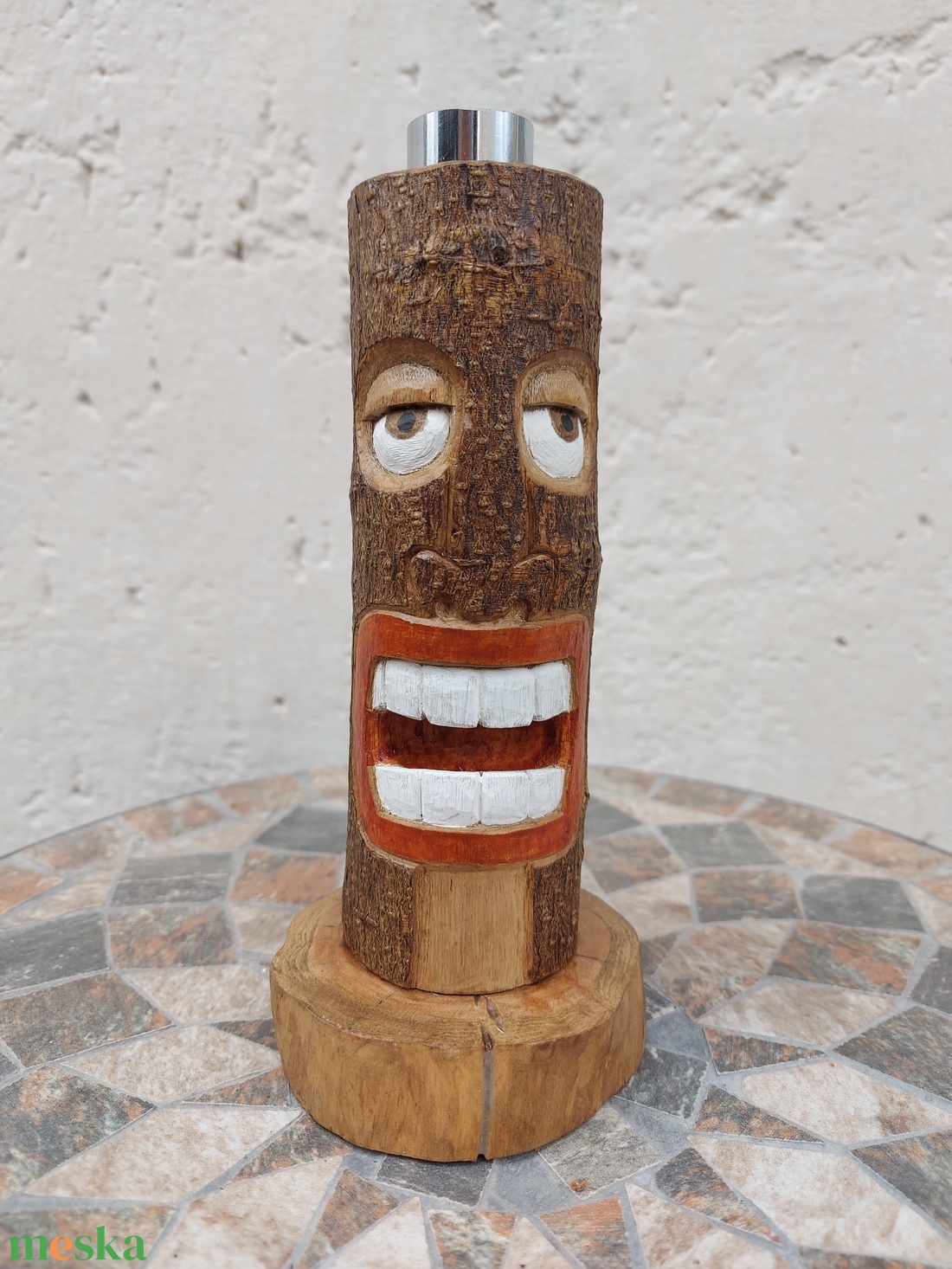 Kézzel készült faragott Tiki gyertyatartó - otthon & életmód - gyertya, illat, aroma - gyertyatartó - Meska.hu