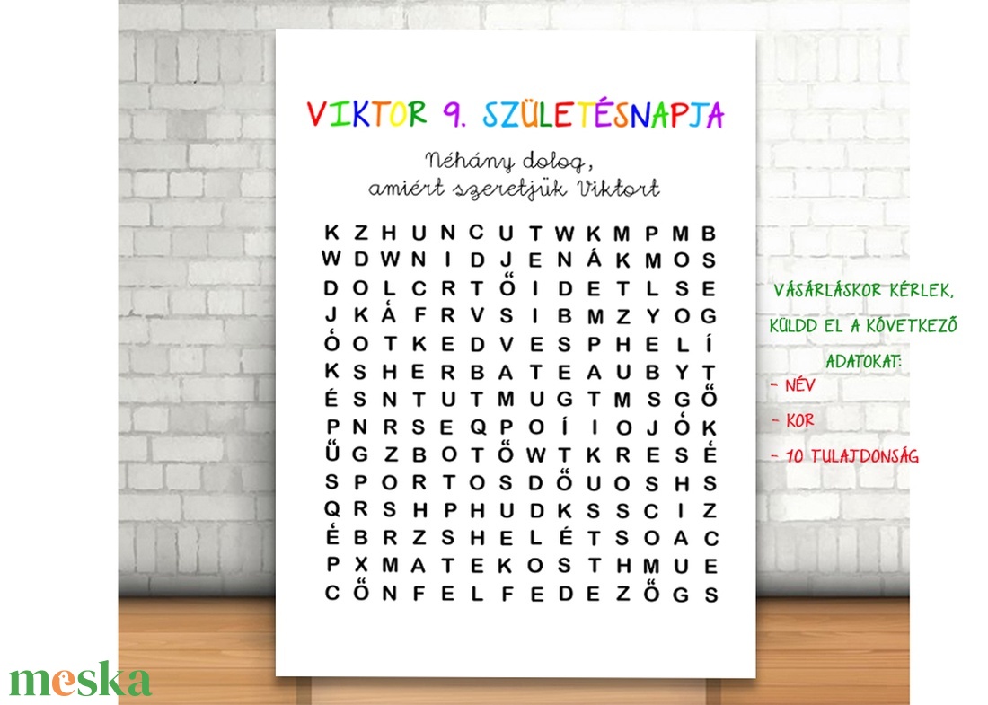 Szókereső Születésnapi Kép, Kreatív Születésnapi Ajándék, Játékos Szülinapi Lap, Személyre szabott Szülinapi Ajándék - művészet - grafika & illusztráció - digitális - Meska.hu