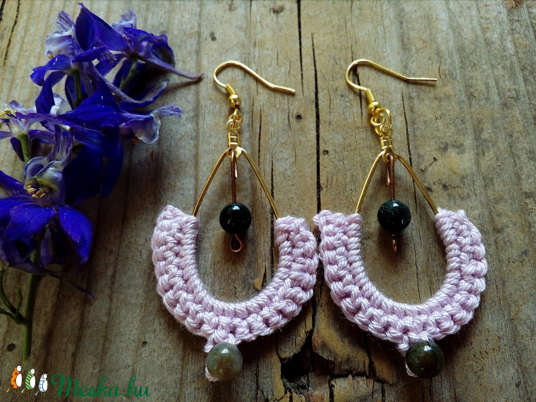 'Indiai Achát' horgolt fülbevaló - ékszer - fülbevaló - lógó fülbevaló - Meska.hu