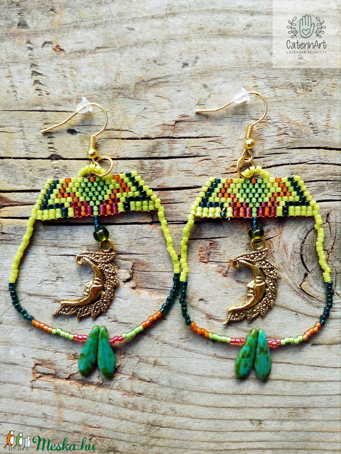 'Holdkelte' gyöngy fülbevaló - ékszer - fülbevaló - lógó fülbevaló - Meska.hu