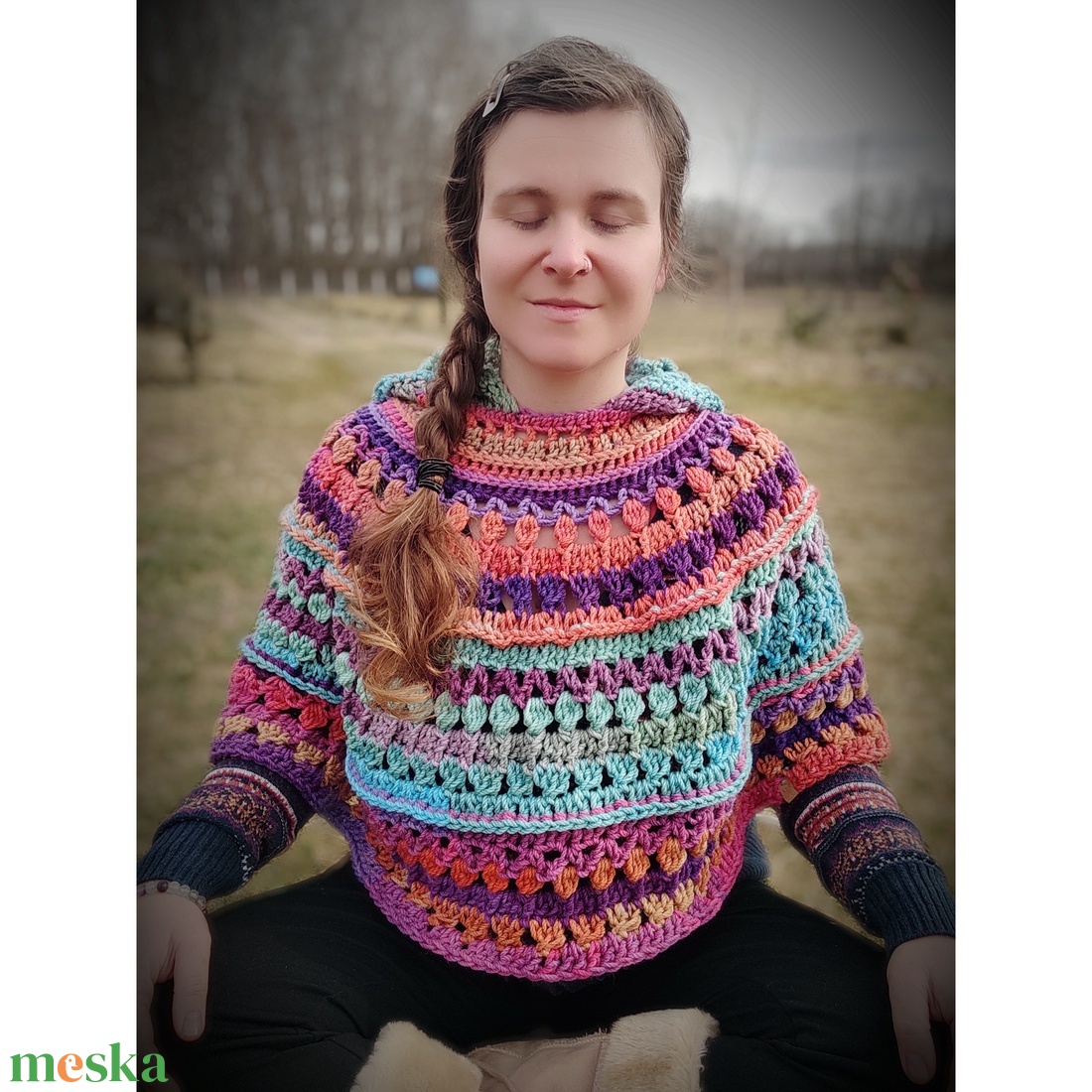 Harmónia horgolt poncsó  - ruha & divat - női ruha - poncsó - Meska.hu