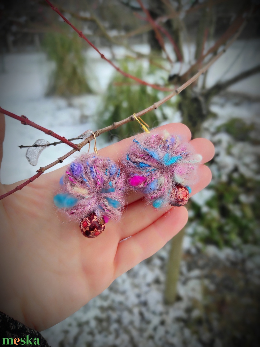 JÉGVIRÁG horgolt bohém fülbevaló  - ékszer - fülbevaló - lógó fülbevaló - Meska.hu