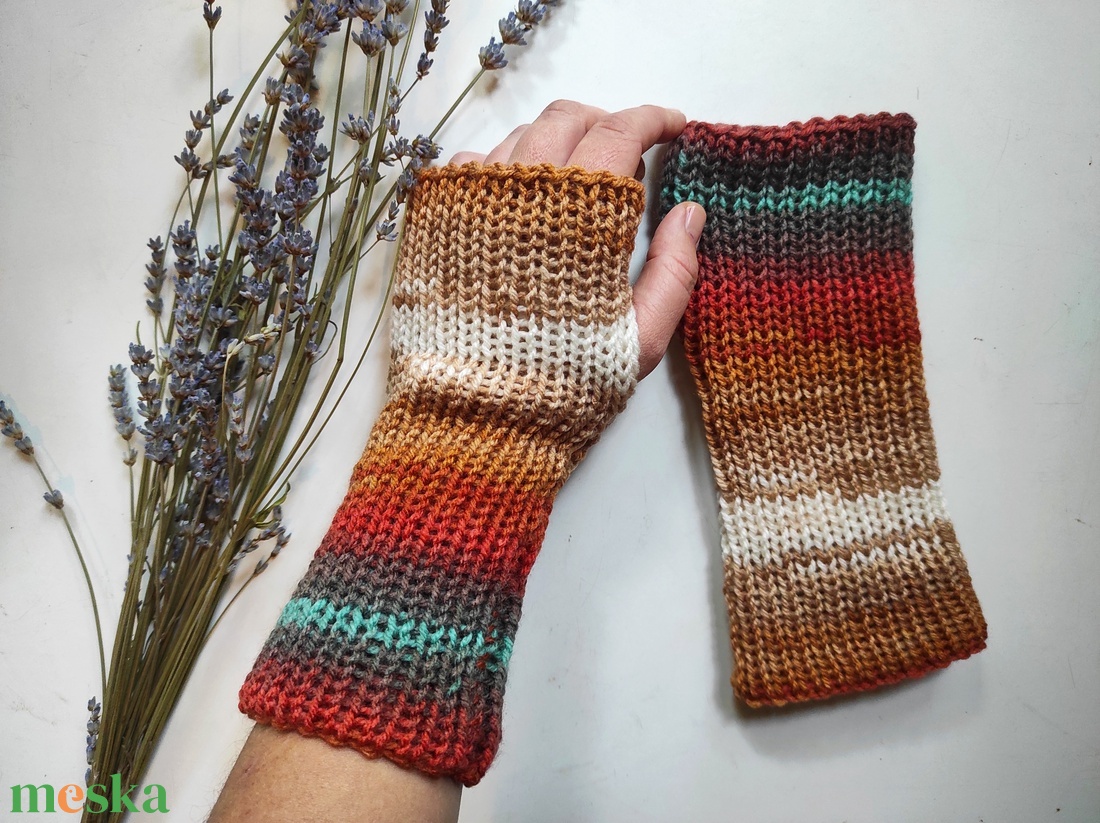 MÉZESKALÁCS kötött ujjatlan kesztyű  - ruha & divat - sál, sapka, kendő - kesztyű - Meska.hu