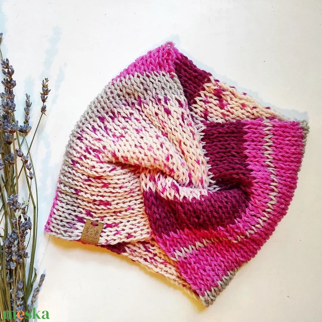 CSERESZNYEVIRÁG kötött fülvédő  - ruha & divat - sál, sapka, kendő - fejpánt - Meska.hu