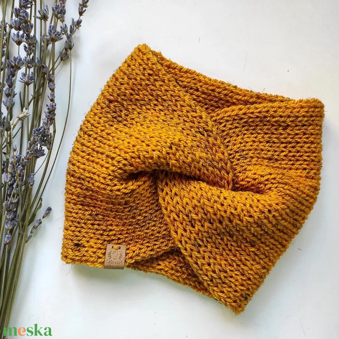 MUSTÁR kötött fülvédő - ruha & divat - sál, sapka, kendő - fejpánt - Meska.hu