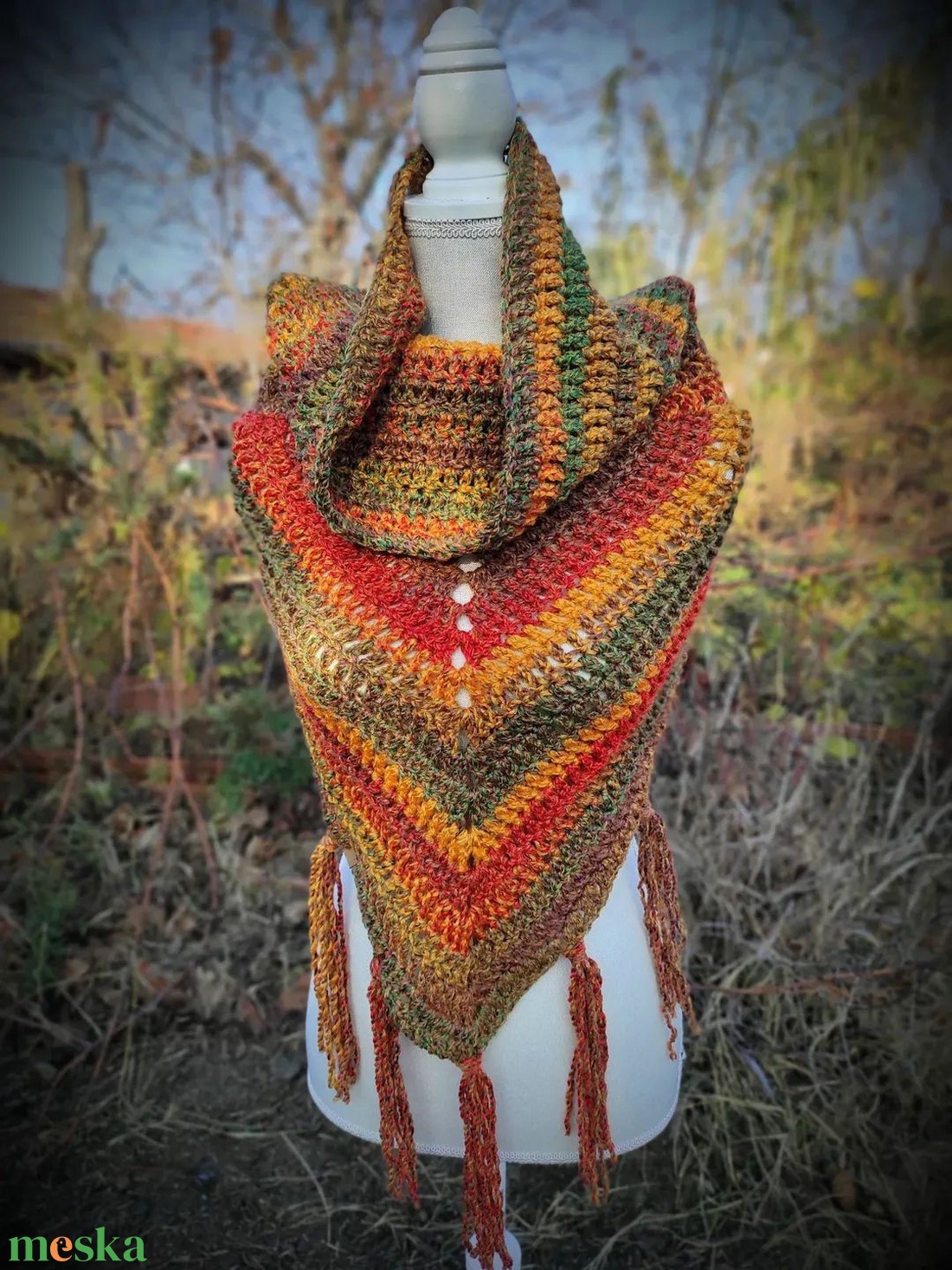 INDIA horgolt kapucnis sálkendő - ruha & divat - sál, sapka, kendő - kendő - Meska.hu