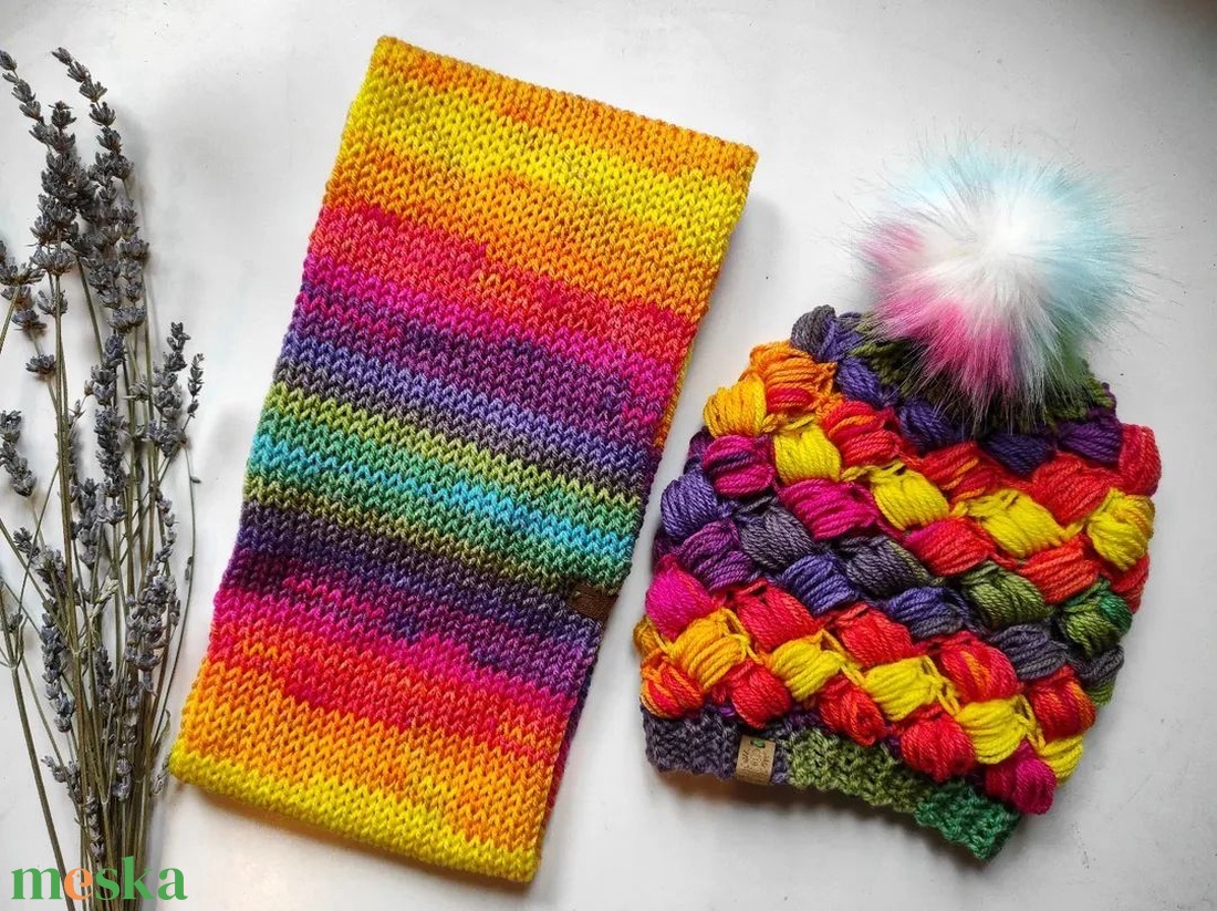 CUKORKA sapka-körsál szett - ruha & divat - sál, sapka, kendő - sapka & sál szett - Meska.hu