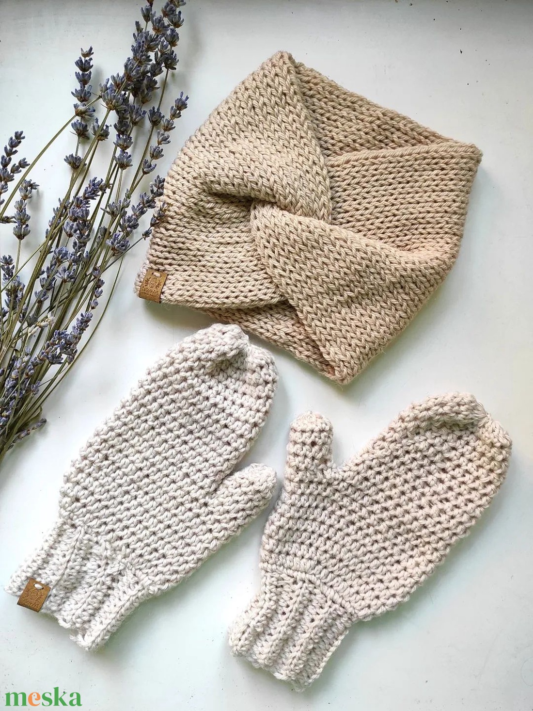 HOMOK fülvédő-egyujjas kesztyű szett - ruha & divat - sál, sapka, kendő - fejpánt - Meska.hu