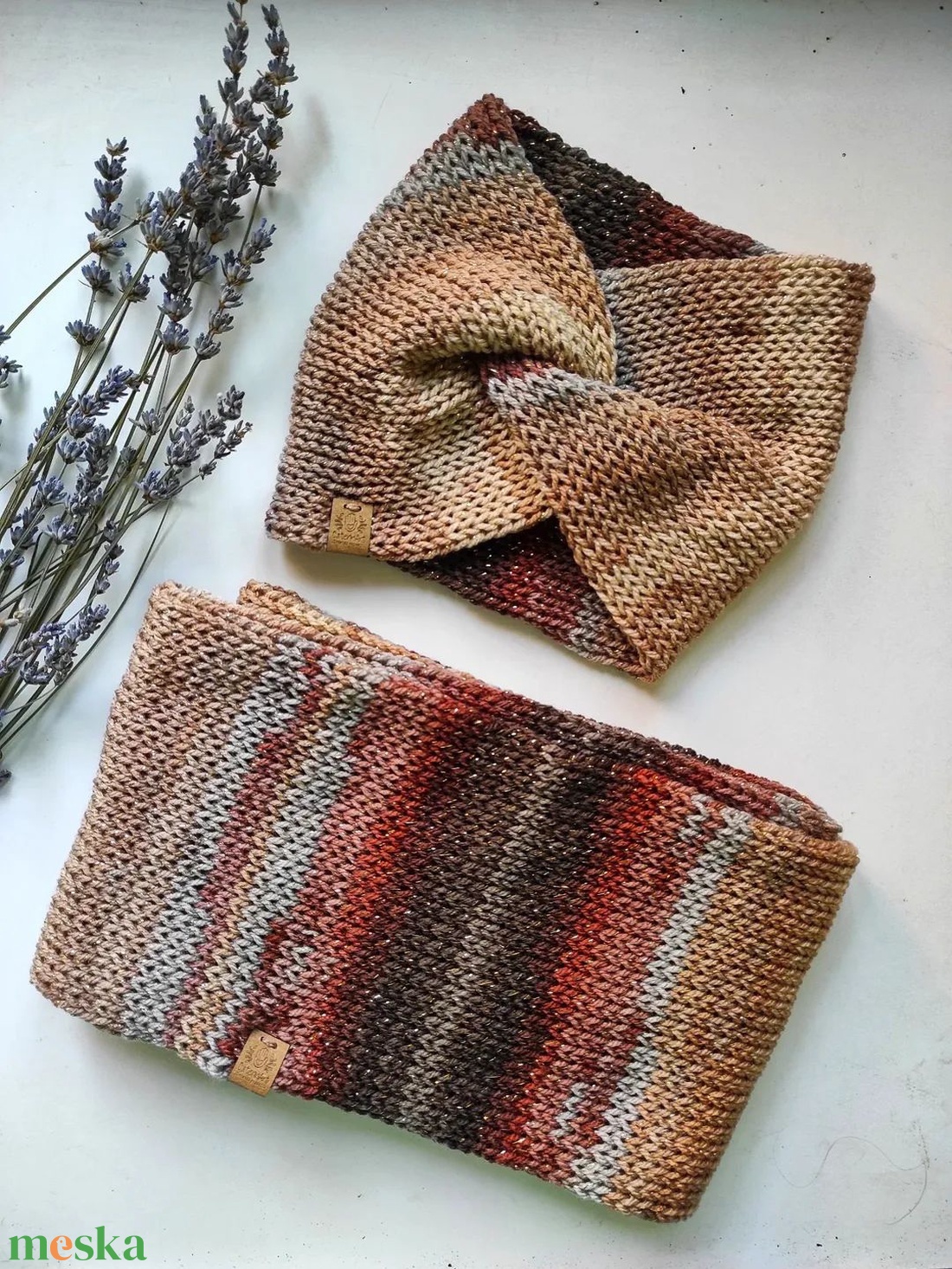 BARLANG kötött fülvédő-körsál szett - ruha & divat - sál, sapka, kendő - sapka & sál szett - Meska.hu