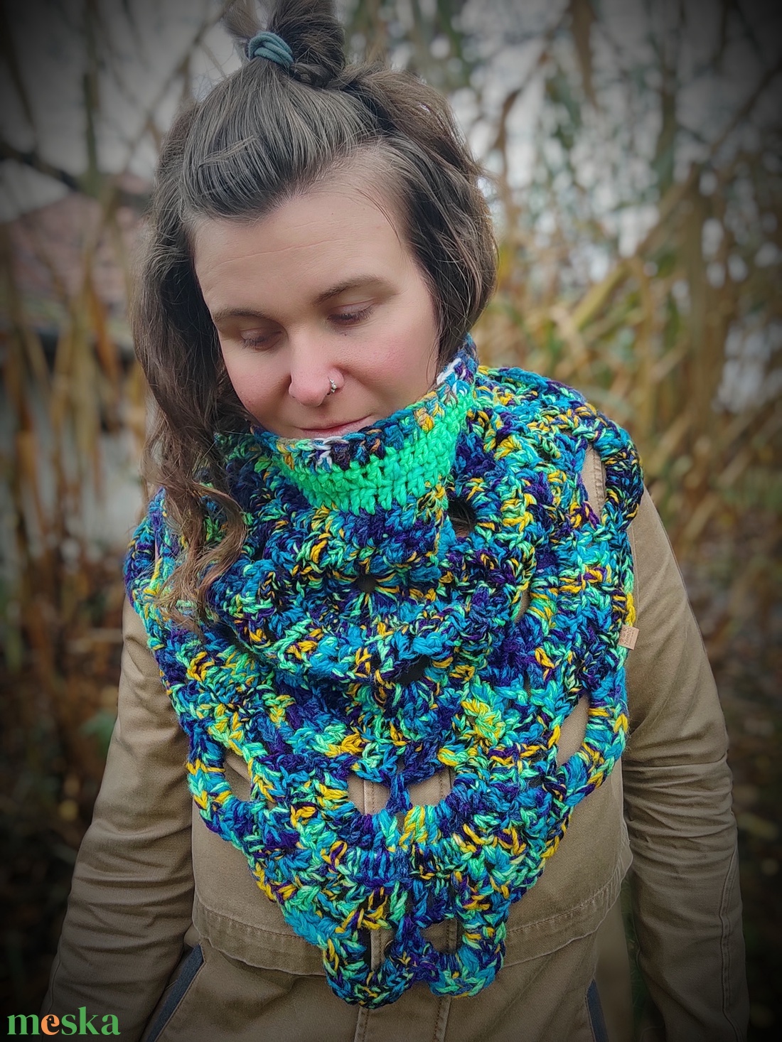 ÁRAMLÁS horgolt sálkendő - ruha & divat - sál, sapka, kendő - kendő - Meska.hu