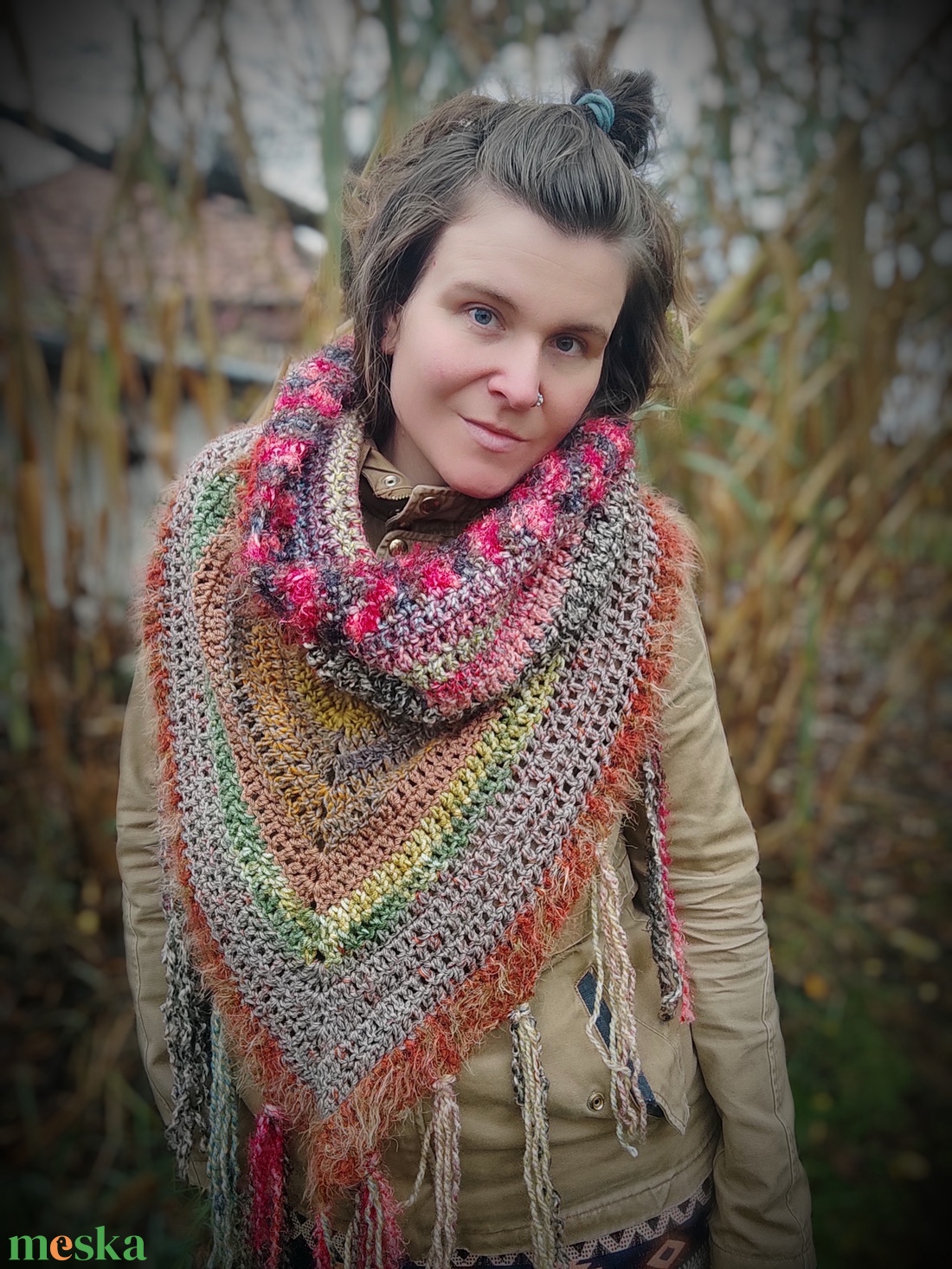 PARÁZS horgolt kapucnis sál - ruha & divat - sál, sapka, kendő - kendő - Meska.hu