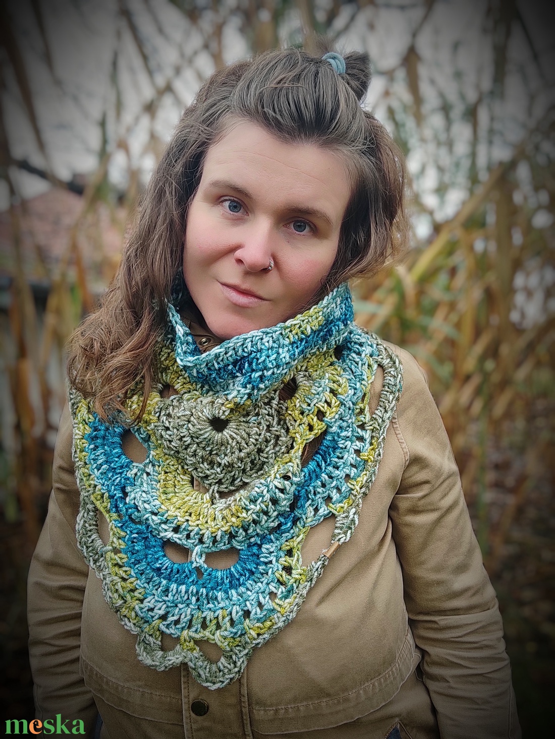 NIMFA horgolt sálkendő - ruha & divat - sál, sapka, kendő - kendő - Meska.hu