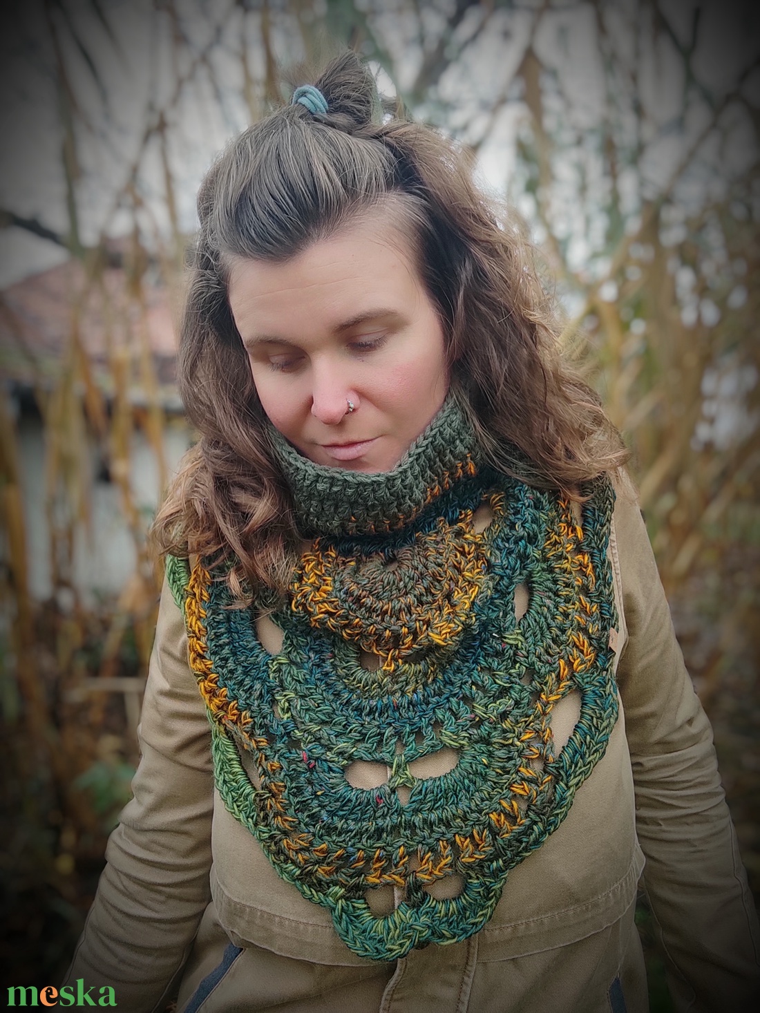 FENYŐERDŐ horgolt sálkendő - ruha & divat - sál, sapka, kendő - kendő - Meska.hu