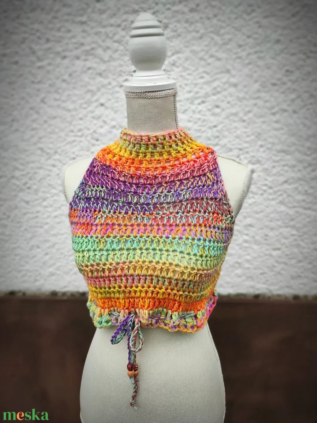 VIRÁGCSOKOR horgolt garbós mellény  - ruha & divat - női ruha - mellény - Meska.hu