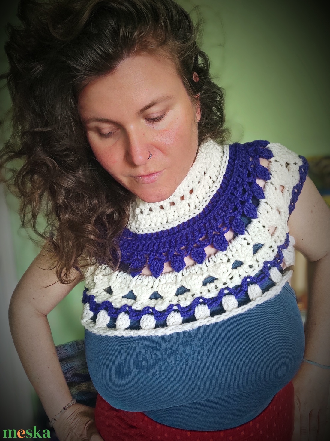 TENGERÉSZ horgolt felső  - ruha & divat - női ruha - póló, felső - Meska.hu