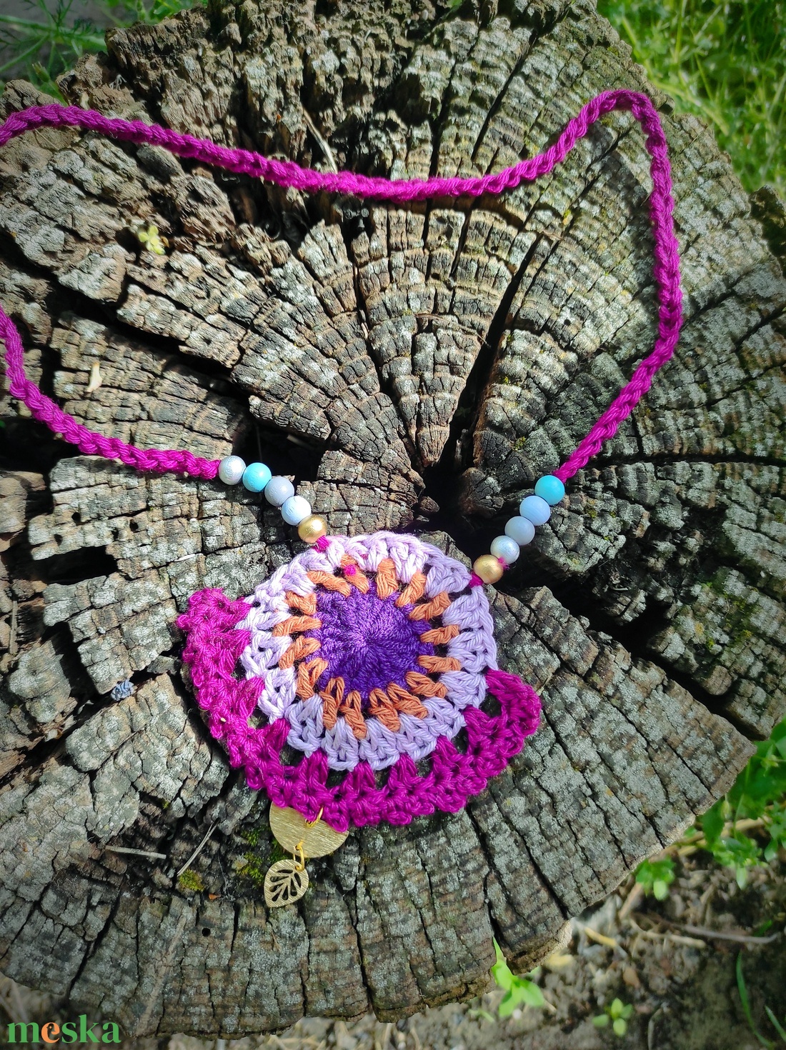 LEVELECSKE horgolt nyaklánc  - ékszer - nyaklánc - gyöngyös nyaklánc - Meska.hu