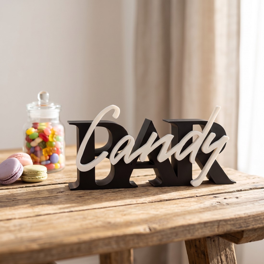 Candy Bar felirat, esküvői édesség asztal dekoráció � szabadon álló party tábla, 25 x 12 cm - esküvő - dekoráció - esküvői feliratok - Meska.hu