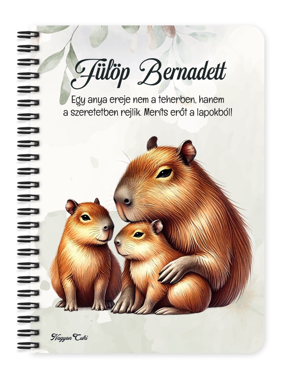 Személyre szabható -Capybara és a kölykök mintás A5-ös füzet - otthon & életmód - papír, írószer - jegyzetfüzet & napló - Meska.hu