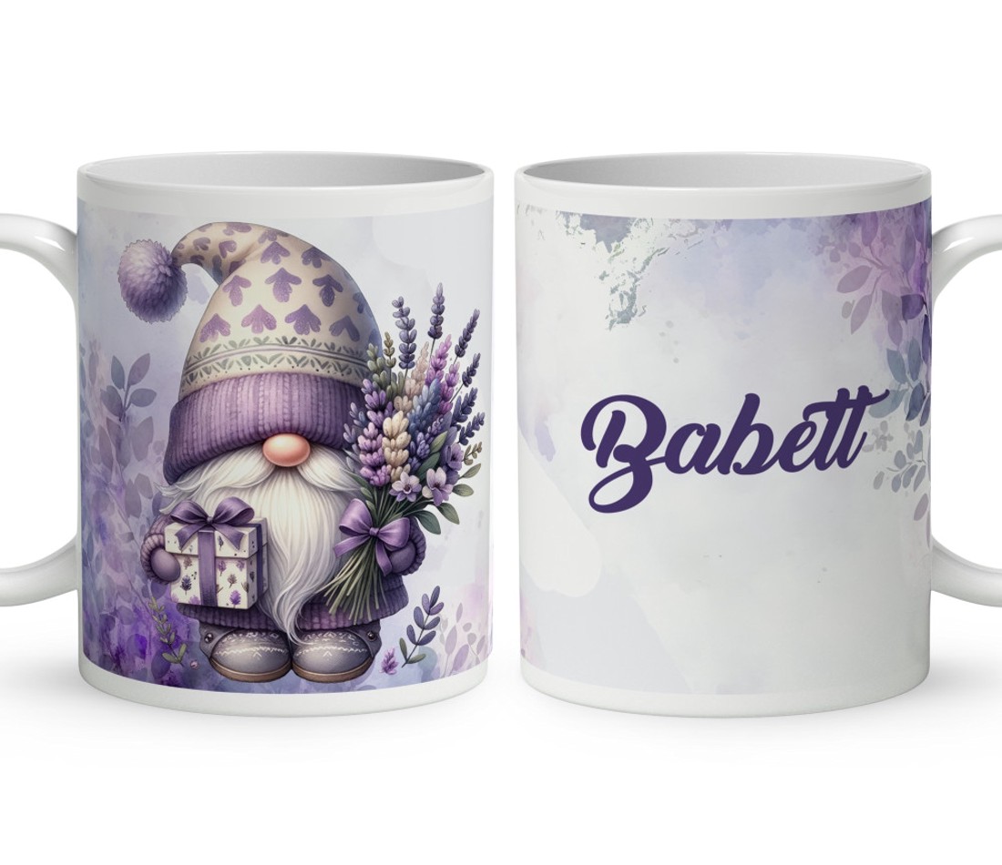 Névvel kérhető - Levendulás manó ajándékkal mintás bögre - otthon & életmód - konyhafelszerelés, tálalás - tálalás - bögre & csésze - Meska.hu