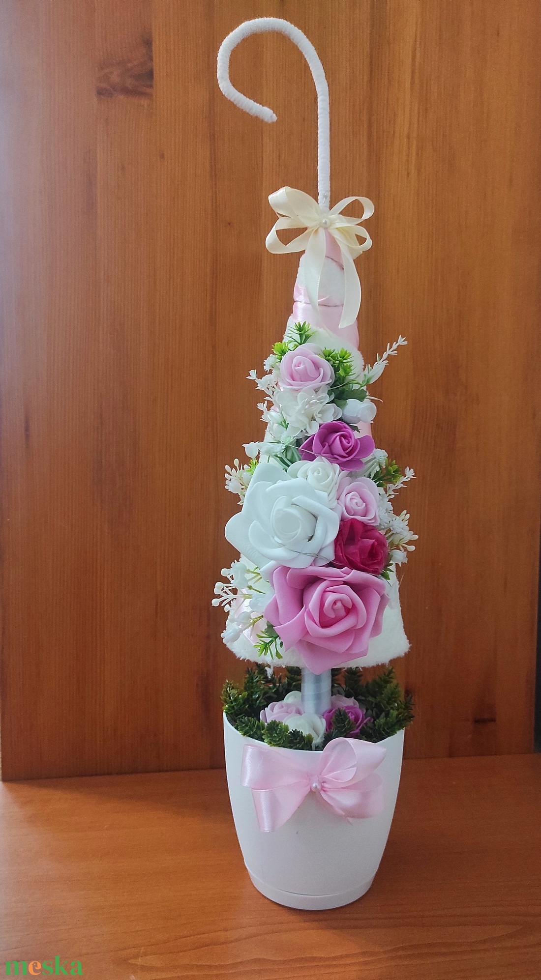 Rózsaszín világítós,virágos dekorfa - otthon & életmód - virágdekoráció - virágdíszek - asztali virágdísz - Meska.hu