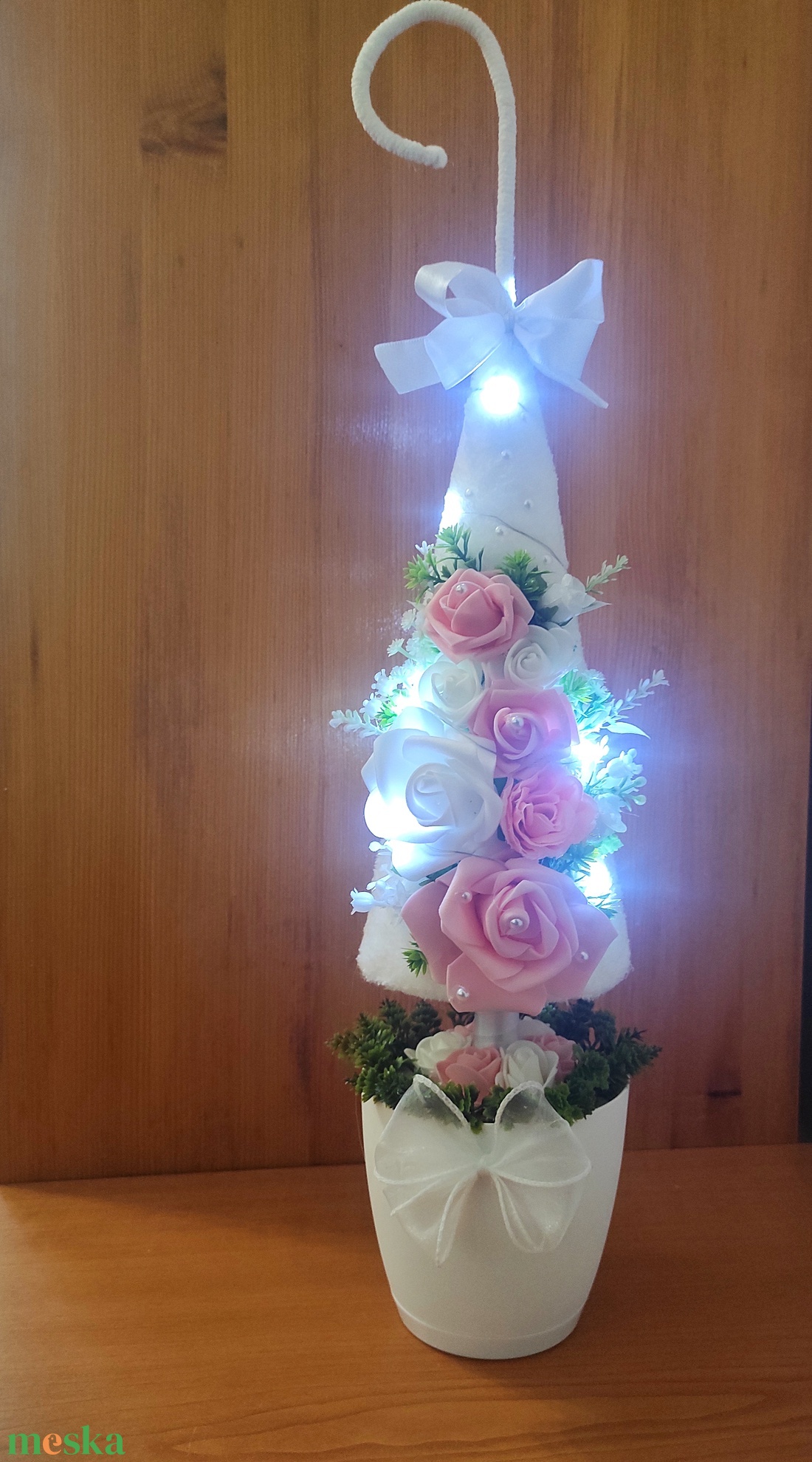 Barack világítós,virágos dekor fa - otthon & életmód - virágdekoráció - virágdíszek - asztali virágdísz - Meska.hu