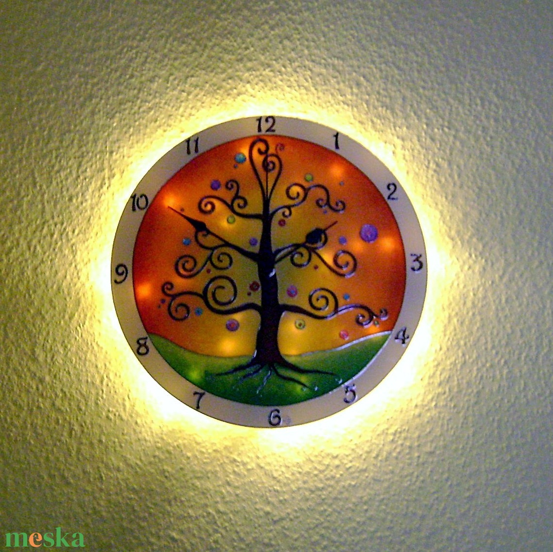 Életfa  falióra világítással - otthon & lakás - dekoráció - fali és függő dekoráció - falióra & óra - Meska.hu