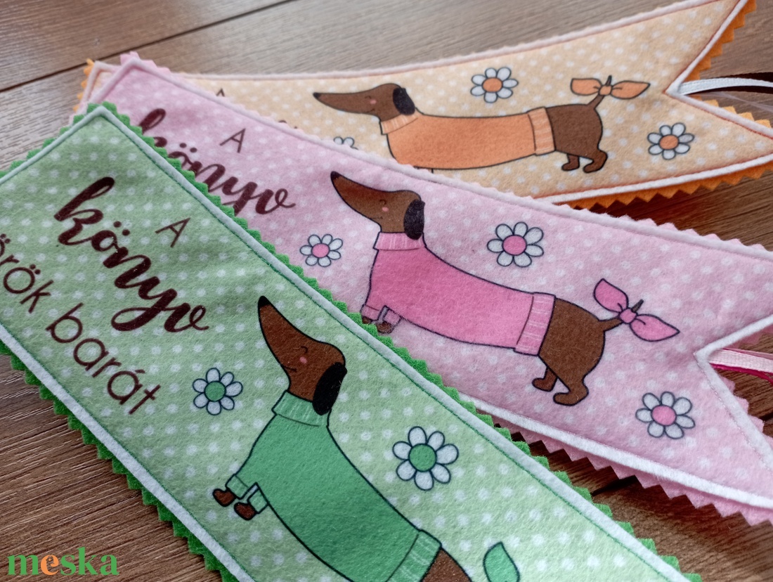 Könyvjelző színes tacskós - könyv & zene - könyvjelző - Meska.hu