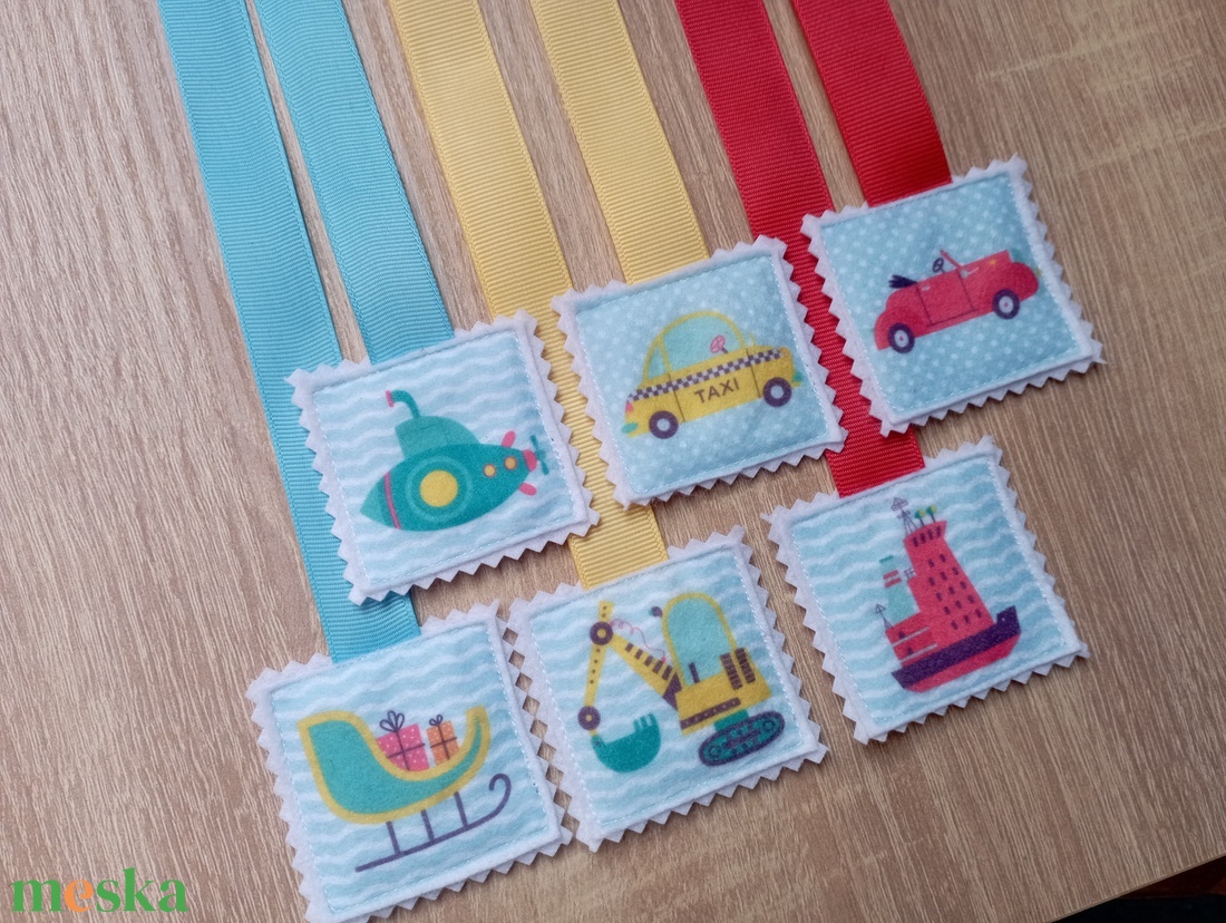 Színes szalagos könyvjelzők 6db járműves 9 - könyv & zene - könyvjelző - Meska.hu